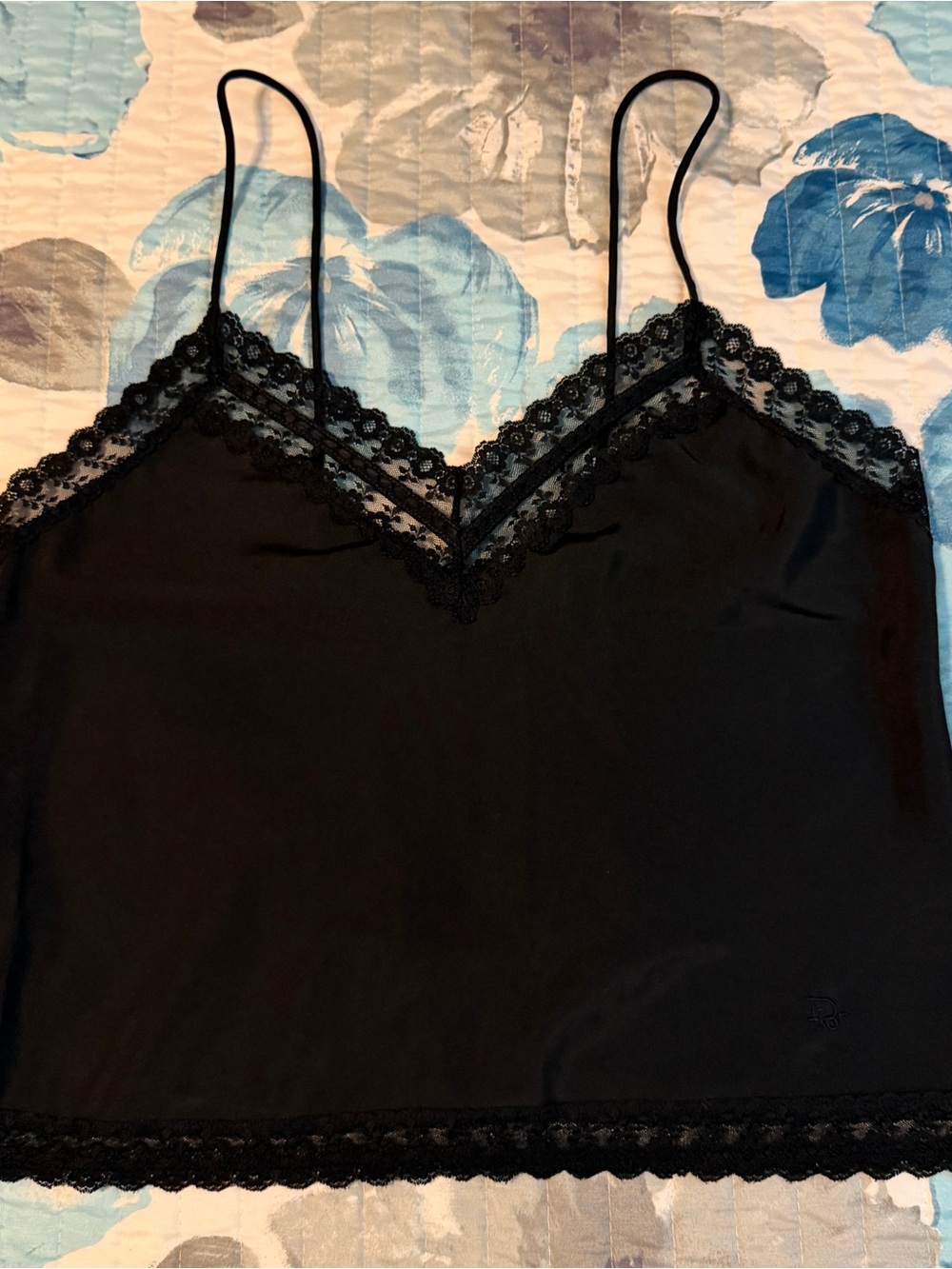 Christian Dior Black Lace Trim Camisole Top